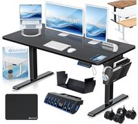 Kesser® - Bureau électrique réglable en hauteur, Bureau ergonomique pour posture debout, Contrôle de mémoire à 3 fonctions, incl. Roulettes à 360° et Port de recharge USB, 120x60 cm - Noir