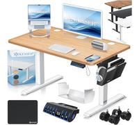 Kesser® Bureau électrique réglable en hauteur, Bureau ergonomique pour posture debout, Contrôle de mémoire à 3 fonctions, incl. Roulettes à 360° et Port de recharge USB, 100x60 cm - Beige