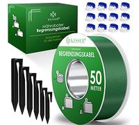 KESSER® Câble de délimitation de 50 m + 200 piquets de Terre + 12 connecteurs de câbles pour Tondeuse, Tondeuse à Gazon, Robot à Gazon, kit d'accessoires de Fil de délimitation Universel