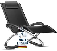 KESSER Chaise de relaxation - Chaise longue de jardin - Chaise de jardin pliable - Chaise à bascule - Fauteuil de relaxation ergonomique - Résistant aux intempéries - Charge maximale : 180 kg - Noir
