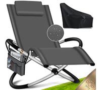 KESSER® Chaise Longue de Relaxation avec Sac et Housse | Transat | Chaise Longue de Jardin | Chaise de Jardin | Chaise Pliante | Chaise Longue à Bascule | Fauteuil à Bascule, Anthracite