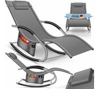 KESSER® Chaise Longue, Fauteuil inclinable, Pliante Chaise Longue Ergonomique, Bascule, Chaise Longue de Jardin, Résistant aux intempéries - Charge de 150 kg - Gris