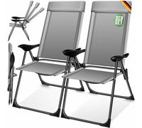 KESSER® Chaises de Jardin, Set Basic de 2 chaises, réglage en 7 Positions, résistantes aux intempéries, Chaise de Camping, Chaise de Balcon, Chaise Pliante, Jardin, terrasse