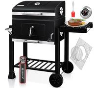 KESSER® Chariot à Barbecue | Grill XL à Charbon de Bois avec Couvercle, Roues, poignée en Acier Inoxydable, Grille et thermomètre | Grand Barbecue au Charbon de Bois