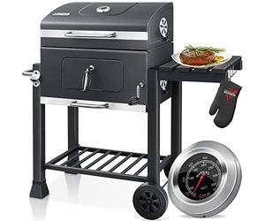 KESSER® Chariot à Barbecue | Grill XL à Charbon de Bois avec Couvercle, Roues, poignée en Acier Inoxydable, Grille et thermomètre | Grand Barbecue au Charbon de Bois