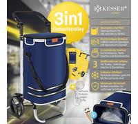 KESSER Chariot de Courses Pliable 56 litres, Charge max. 50 kg, 3-en-1 Diable & Sac à bandoulière, Compartiment Réfrigéré, Bleu Marine, Aluminium