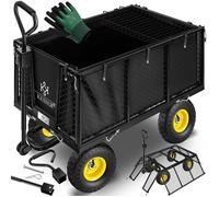 KESSER® Chariot de Jardin et Plage pliable à 4 Roues Charge Maximum 550kg | Chariot de Transport d’extérieur à main Noir