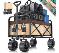 KESSER® Chariot de Transport Pliable Avec 4 Roues | Chariot de Plage et Jardin Charge Max. 120kg Chariot à bras main Beige