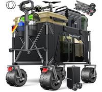 KESSER® Chariot GTR9000 - Chariot manuel 200kg | 300L d'espace de rangement - Chariot de transport pliable avec largeur 360° Roues pneumatiques et freins de stationnement Résistant aux intempéries