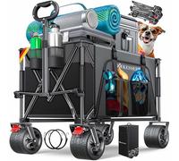 KESSER® Chariot GTR9000 - Chariot manuel 200kg | 300L d'espace de rangement - Chariot pliable avec roues extra larges pivotant à 360° & freins de stationnement - Chariot de plage résistant aux