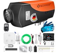 KESSER® Chauffage auxiliaire diesel 8 kW 12 V/24 V avec minuterie, écran LCD et télécommande - Chauffage rapide avec silencieux et thermostat - Orange - 8 kW