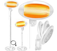 KESSER® - Chauffage radiant 2000 watts - Chauffage radiant sur pied - 3 niveaux de puissance radiateur infrarouge Éléments chauffants - Télécommande incluse (2000W blanc)