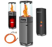 KESSER® Chauffage Radiant à Gaz, Chauffage de Terrasse, Chauffage Radiant à Gaz, Housse de Protection Incluse Chauffage Outdoor, Chauffage à Flamme, avec Roulettes au Sol, Gris Foncé