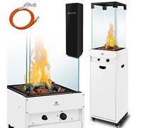 KESSER® Chauffage Radiant à Gaz, Chauffage de Terrasse, Chauffage Radiant à Gaz, Housse de Protection Incluse Chauffage Outdoor, Chauffage à Flamme, avec Roulettes au Sol, Blanc