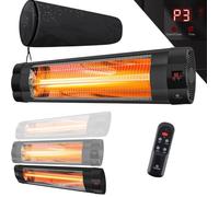 Kesser® Chauffage radiant d'extérieur d'appoint infrarouge à lampe quartz sur pied mural Radiateur bain d'huile 2500W noire