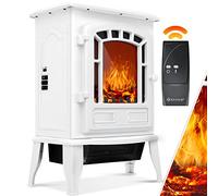 KESSER® Cheminée électrique avec radiateur soufflant 2 000 W Chauffage électrique LED Effet feu de cheminée Poêle Effet Flamme Radiateur Poêle Silencieux réglable, Blanche