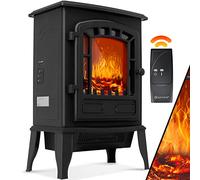 KESSER® Cheminée électrique avec radiateur soufflant 2 000 W Chauffage électrique LED Effet feu de cheminée Poêle Effet Flamme Radiateur Poêle Silencieux réglable, Le Noir