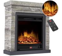 KESSER® Cheminée électrique sur pied - avec effet de flamme LED 3D, avec fonction de chauffage, 1800W gris