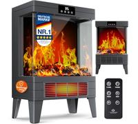 KESSER® Cheminée LED Arvo avec chauffage électrique | Cheminée électrique avec effet feu / flamme réaliste par télécommande, minuterie, protection contre la surchauffe, deux niveaux de chaleur, 1800 W