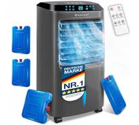KESSER® Climatiseur mobile 4 en 1 - Refroidisseur d'air avec télécommande et minuterie, réservoir d'eau de 10 L, ionisateur et humidificateur, ventilateur climatiseur sans tuyau d'évacuation, 3