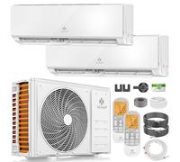 KESSER® Climatiseur Multisplit 2 Unités Intérieures, 18000 BTU, WiFi/App, Chauffage & Refroidissement, Inverter, Mode Eco, Déshumidificateur & Ventilateur, très silencieux, R32