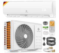 Kesser® Climatiseur mural split Quick Connect, de 12000 BTU (3,4 kW), avec fonction Wi-Fi/application, mode chauffage et refroidissement, tuyau en cuivre, réfrigérant R32 plus 1 matériel de montage