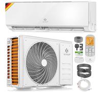 KESSER® Climatiseur SET Split - Wi-Fi/application - Refroidissement A++/chauffage A+ - Réfrigérant R32 - Télécommande, matériel de montage 9 000 BTU/h (2 600 watts) Blanc [Classe énergétique A++]