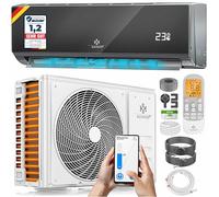 KESSER® Climatiseur SET Split WiFi/application - Refroidissement A++/chauffage A+ - Réfrigérant R32 - Télécommande, matériel de montage 12000 BTU/h (3400 watts) Anthrazite [Classe énergétique A++]
