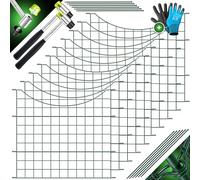 KESSER® Clôture de jardin - Kit complet de clôture en métal - 10 éléments de clôture - Avec 2 marteaux + 12 barres de fixation - Clôture à clipser pour le jardin - Arc inférieur rond - Kit enclos