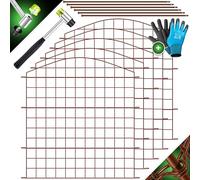KESSER® Clôture de jardin - Kit complet de clôture en métal - 5 éléments de clôture - Avec marteau + 6 barres de fixation - Clôture à clipser pour le jardin - Arc supérieur rond - Kit enclos