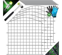 KESSER® Clôture de jardin - Kit complet de clôture en métal - 5 éléments de clôture - Avec marteau + 6 barres de fixation - Clôture à clipser pour le jardin - Arc supérieur rond - Kit enclos