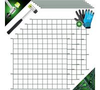 KESSER Clôture d'étang - Clôture de jardin - Kit complet de 5 clôtures droites en métal - Avec gants, 1 marteau + 6 barres de fixation - Clôture à planter - Clôture pour animaux