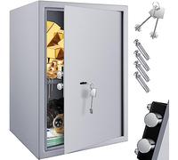 KESSER® Coffre-fort de meubles avec serrure à double panneton, coffre-fort Armoire à monnaie Coffre-fort mural au sol 35 x 50 x 31 cm avec 2 x clés et vis de fixation
