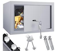 KESSER® Coffre-fort de meubles avec serrure à double panneton, coffre-fort Armoire à monnaie Coffre-fort mural au sol 31 x 20 x 20 cm avec 2 x clés et vis de fixation