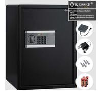 KESSER® Coffre-fort électronique XL avec serrure à combinaison 2x clés et 4 piles 3x double Boulon en acier fixation murale/au Noir