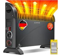 KESSER® Convecteur 2000 watts | Appareil de chauffage, Minuterie 24 h | Contrôle thermique en continu | Chauffage turbo | 3 niveaux | Poignées de transport (Schwarz)
