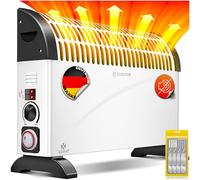 KESSER® Convecteur 2000 watts | Appareil de chauffage, Minuterie 24 h | Contrôle thermique en continu | Chauffage turbo | 3 niveaux | Poignées de transport, blanc