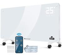KESSER® Convecteur en verre Radiateur électrique en verre avec fonction WiFi APP avec télécommande Chauffage électrique sur pied ou mural | Écran tactile | Écran LCD | Minuterie | 2500 W | Blanc