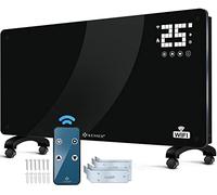 KESSER® Convecteur en verre Radiateur électrique en verre avec fonction WiFi APP avec télécommande Chauffage électrique sur pied ou mural | Écran tactile | Écran LCD | Minuterie | 2500 W | Noir