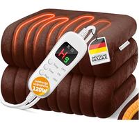 KESSER® Couverture chauffante électrique en Peluche avec arrêt Automatique, 180 x 130 cm | 9 réglages de température & Lavable en Machine, Marron