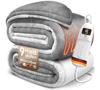 KESSER® Couverture chauffante en Polaire Sherpa Double Face avec minuterie et arrêt Automatique | Couverture Douillette | 9 Niveaux de température | Lavable jusqu'à 40°C | Affichage numérique