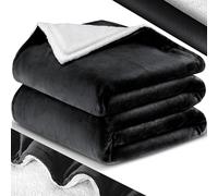 KESSER Couverture douillette sherpa extra douce et chaude en flanelle - Résistante aux plis - Anti-décoloration - 220x240 cm - XXL - Noir