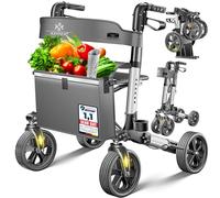 KESSER Déambulateur léger et pliant 4 roues, équipement complet pliable 3 positions pour coffre de voiture et voyageur Hauteur réglable