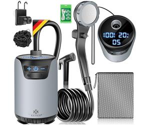 KESSER® Douche mobile de camping avec pompe et batterie rechargeable 8000 mAh | Kit de douche de camping avec pommeau de douche réglable, tuyau de 2 m, pistolet pulvérisateur et support