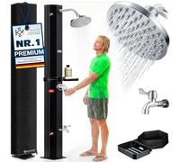 KESSER® Douche solaire 60 l - Douche solaire pour jardin et piscine avec eau chaude - Douche de piscine sans électricité - Pommeau de douche pluie et robinet avec raccord de tuyau d'arrosage + étagère