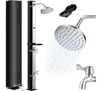 Kesser® Douche solaire de jardin 40 litres avec support de douche en métal et housse de protection | eau chaude | max. 60°C | Douche de piscine et de camping | Tête de douche à effet de pluie et