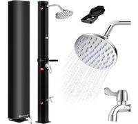 KESSER Douche solaire de jardin 60 l avec étagère de douche en métal, capot de protection et sac | Eau chaude max. 60 °C | Sans raccordement électrique | Douche de piscine camping | Pommeau de douche