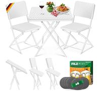 KESSER® Ensemble de bistrot 3 pièces pour balcon avec 2 chaises, meubles de balcon résistants aux intempéries et aux UV, ensemble de meubles de balcon pliables, acier revêtu et aspect rotin, ensemble