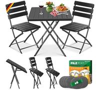 KESSER® Ensemble de bistrot 3 pièces pour balcon avec 2 chaises, résistant aux intempéries et aux UV, ensemble de meubles de balcon pliables, acier revêtu et aspect bois, ensemble de meubles de jardin