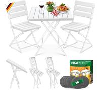 KESSER® Ensemble de bistrot 3 pièces pour balcon avec 2 chaises, résistant aux intempéries et aux UV, ensemble de meubles de balcon pliables, acier revêtu et aspect bois, ensemble de meubles de jardin